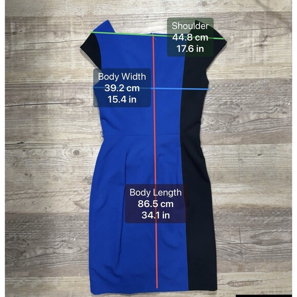 Calvin Klein Dress Blue & Black Lined Cap Sleeve Sheath Size 8 NWT - Picture 7 of 7